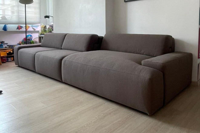 Cubix 320cm Brown Adjustable Backrest Fabric L-shaped Sofa Tan Shuyun | Feb 26