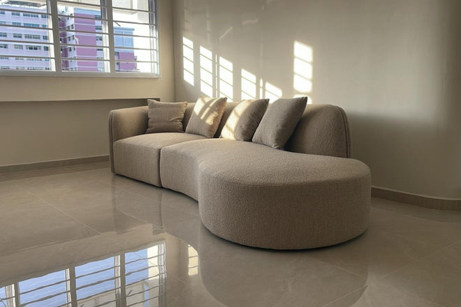 Cynthia 300cm Brown One Arm Fabric Sofa Azfar | Dec 25