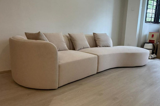 Cynthia 300cm Brown One Arm Fabric Sofa Asri | Oct 25