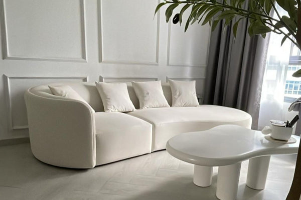 Cynthia 260cm White One Arm Fabric Sofa Amillea | Feb 25