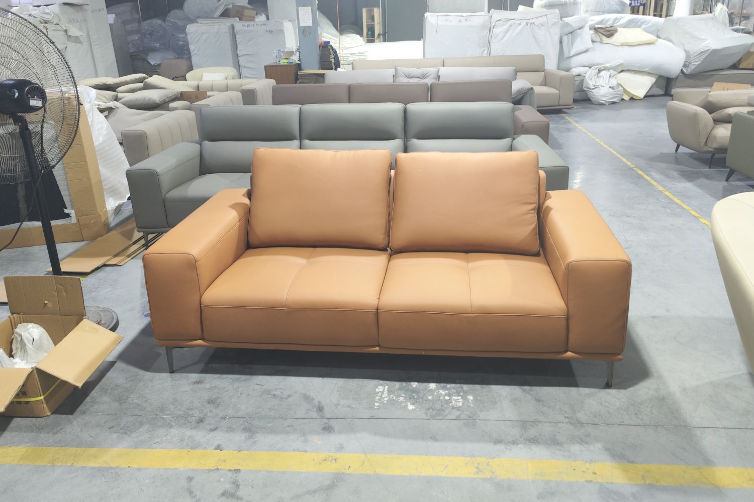 Calm full leather sofa 2m brown
