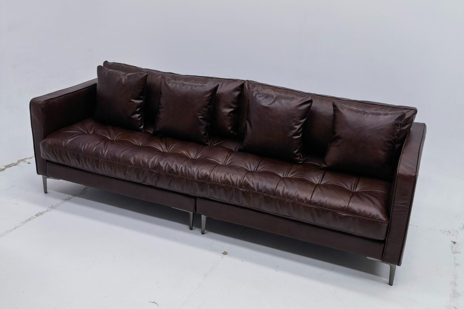 Castle full leather sofa 240cm dark brown