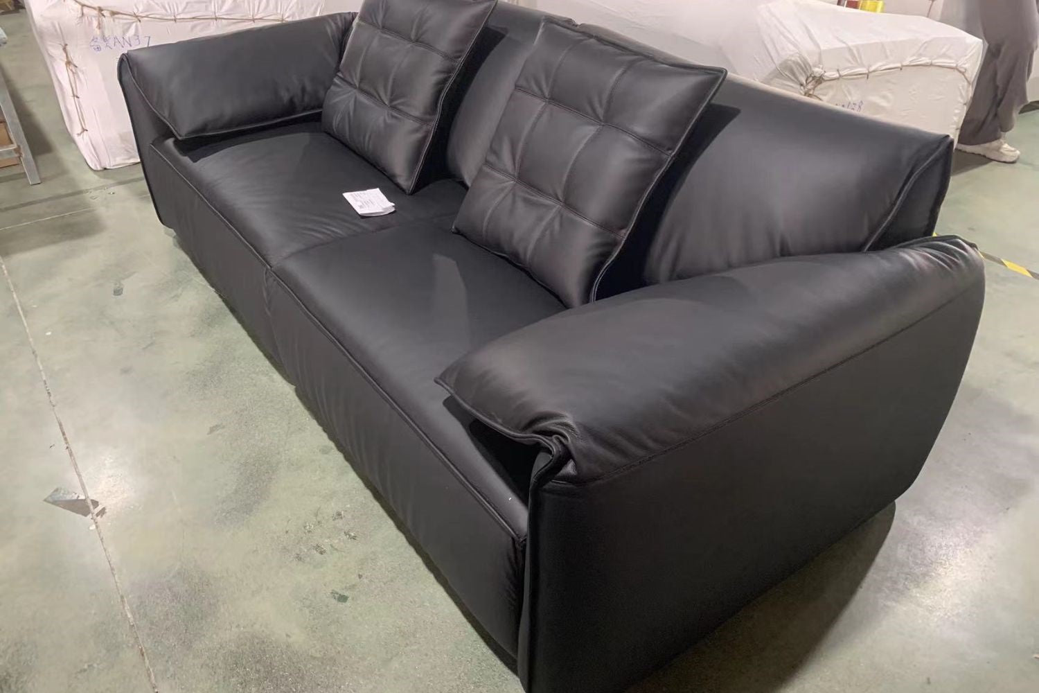 Comfy 240cm half leather sofa in black
