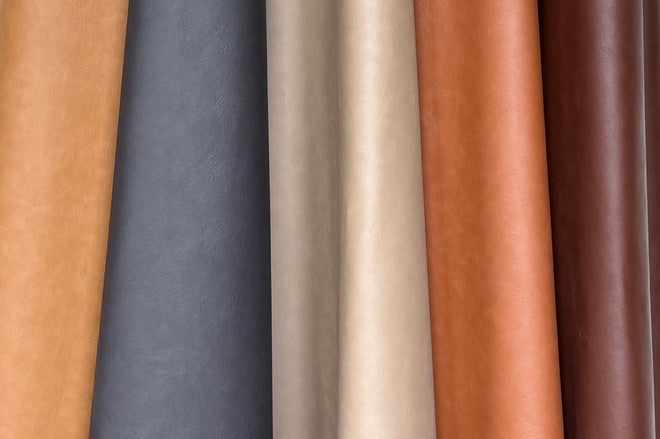 Faux leather options available for sofa and ottoman