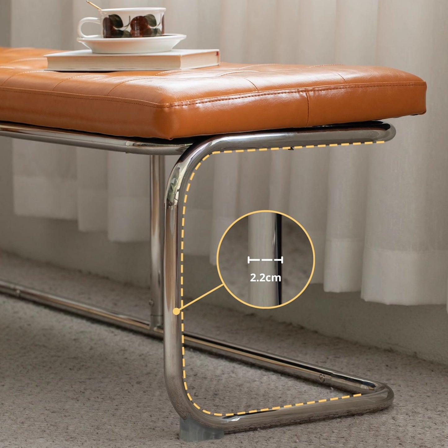 Theo stainless steel bench brown
