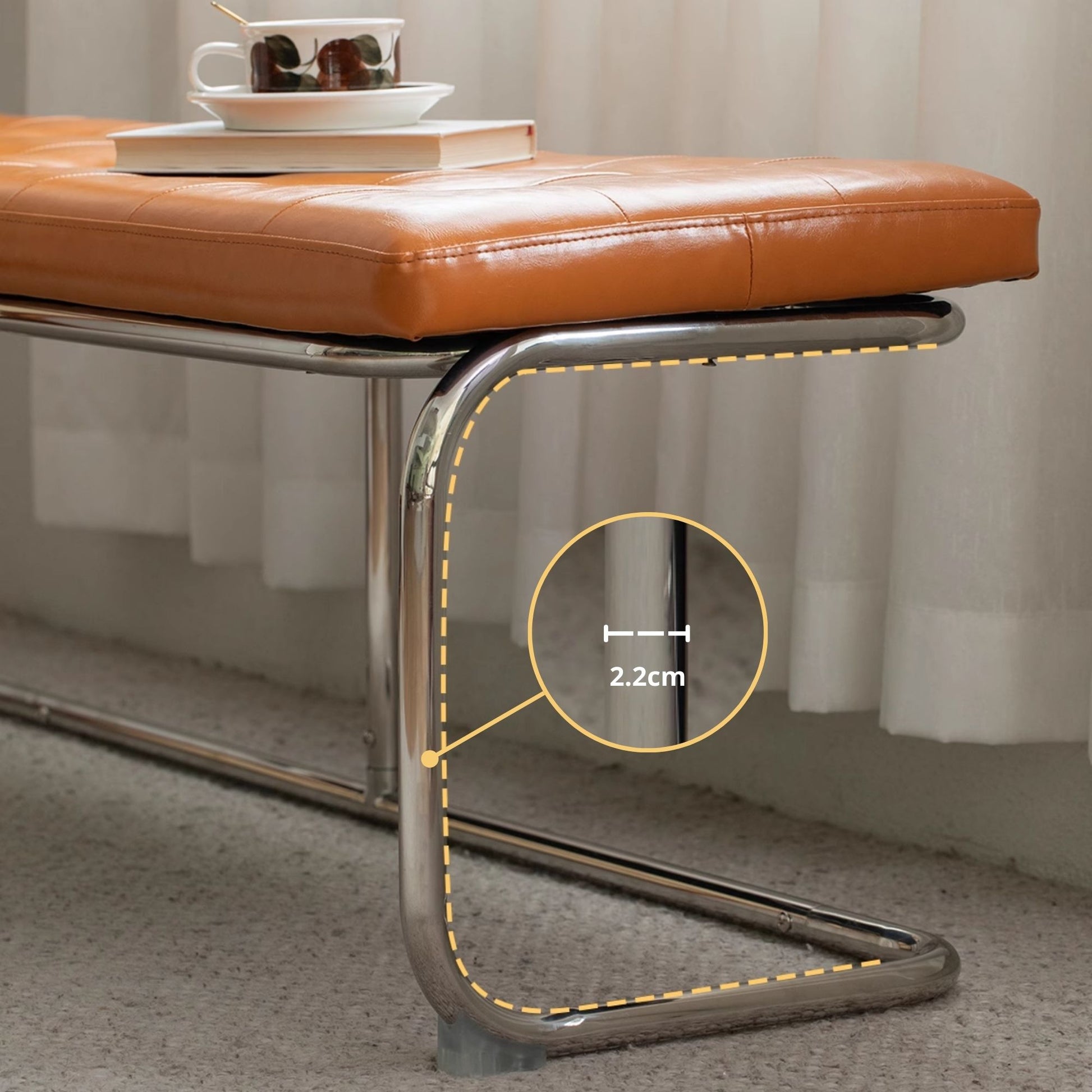 Theo stainless steel bench brown