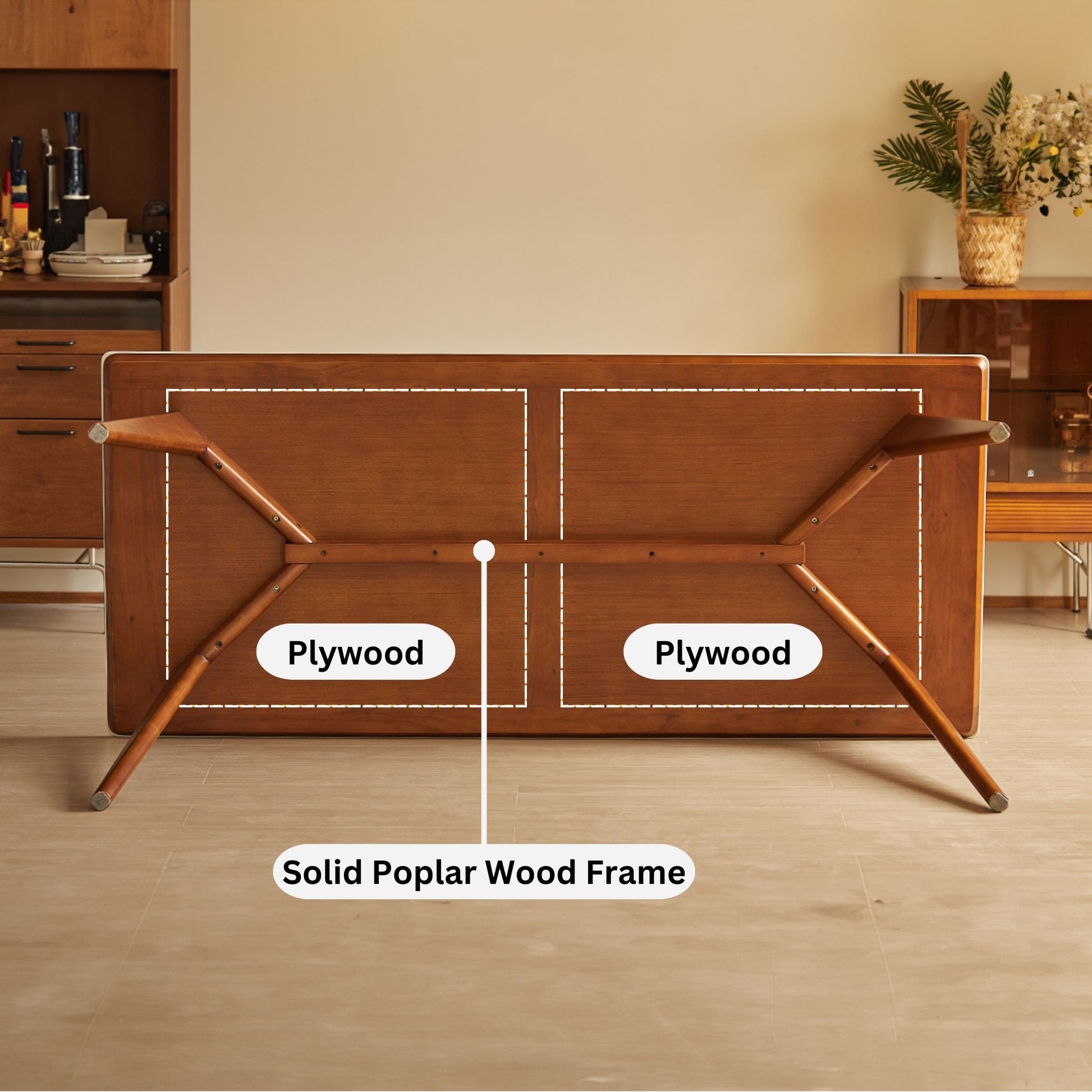 Trevor sintered stone dining table bottom structure