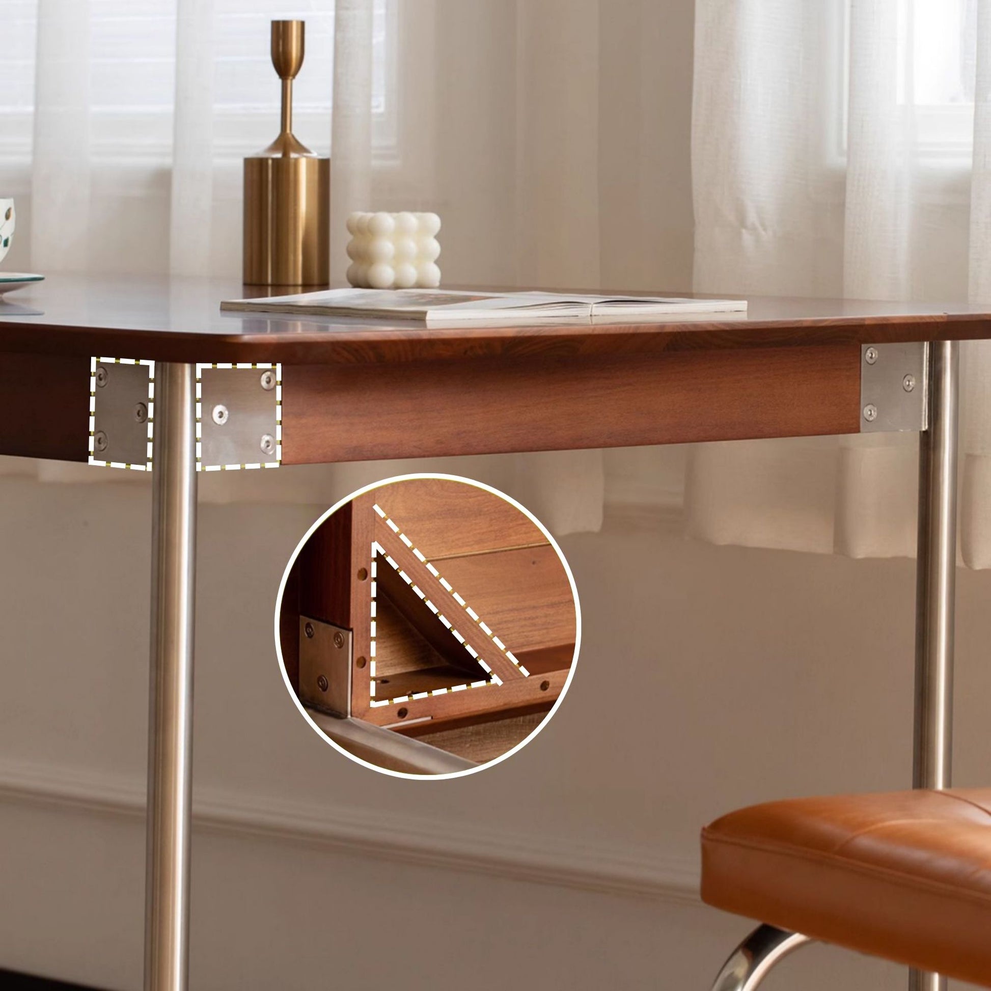 Strong corner blocks for Taylor poplar wood dining table