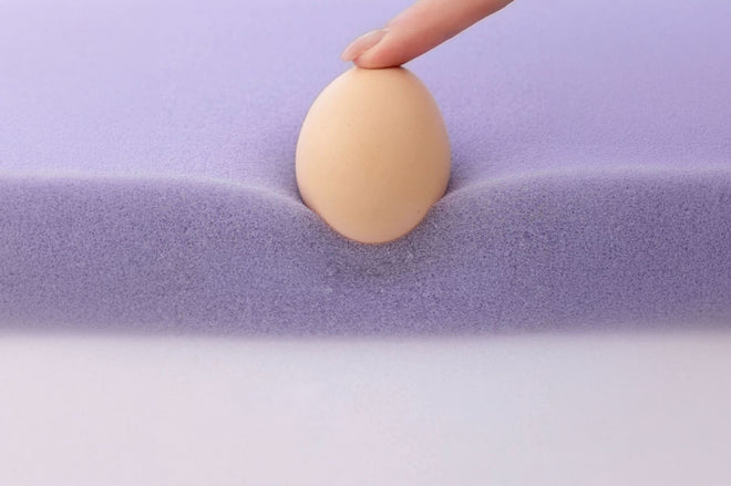 High resiliency foam top layer with foam support layer infill display