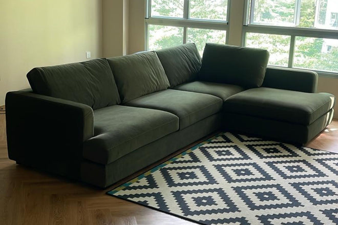 Green fabric sample sofa