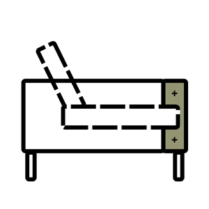 sofa depth icon -  Seat depth: 65cm -  Total depth: 103cm