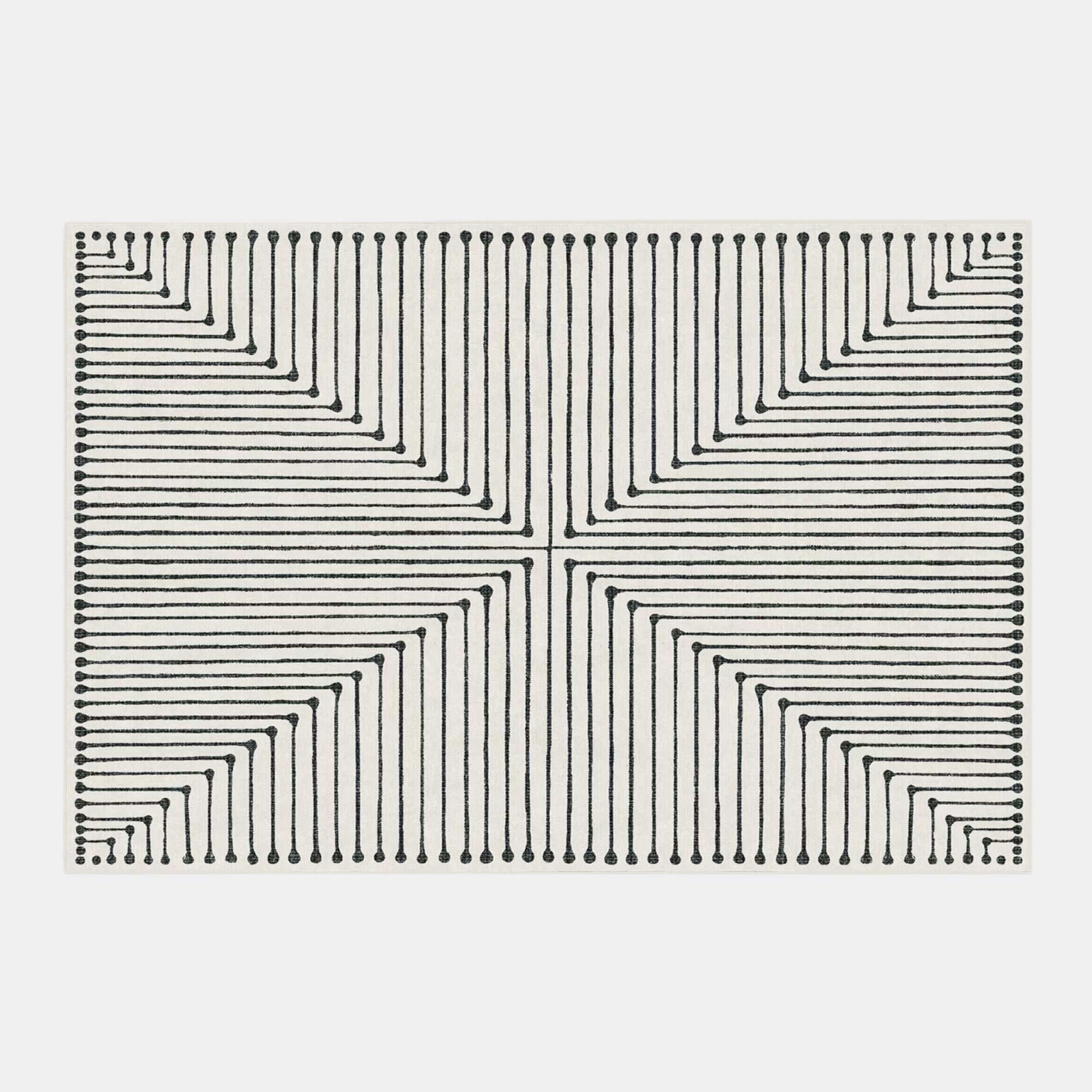 Inkdrop design black coloured rug