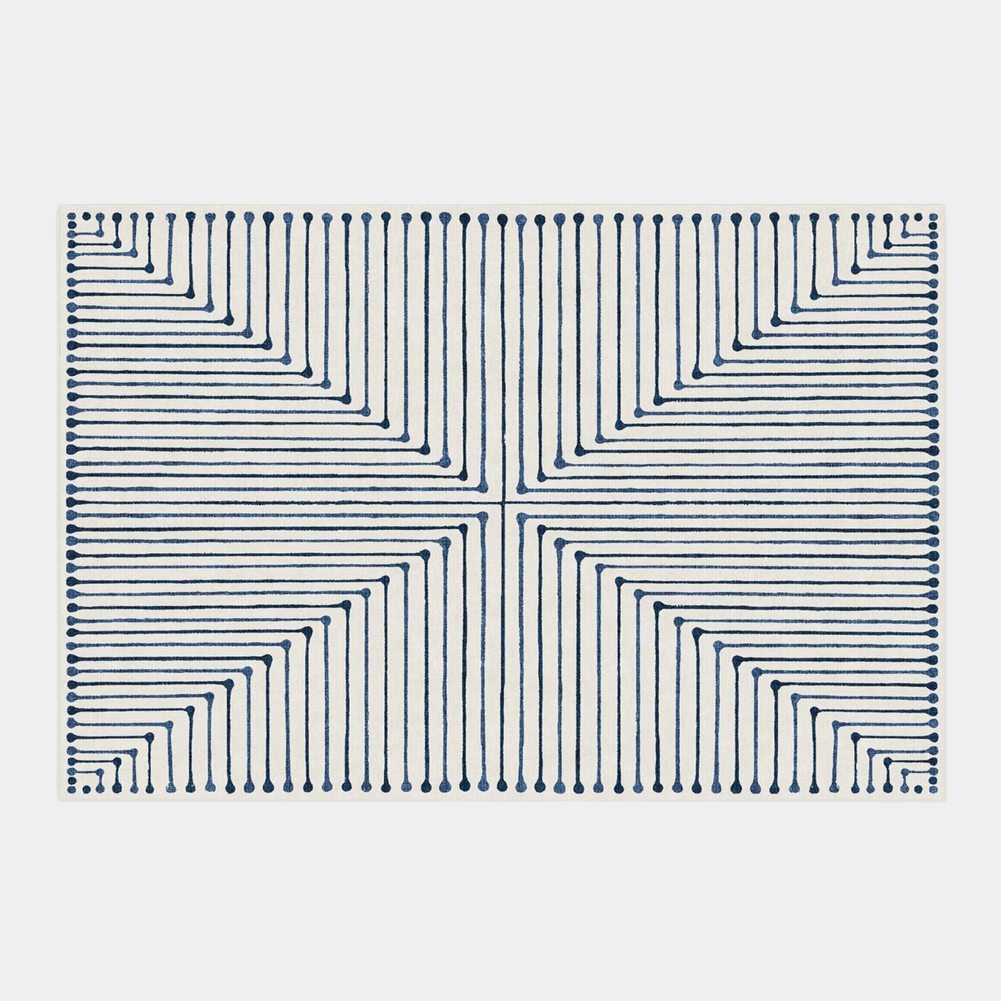 Inkdrop design blue rug