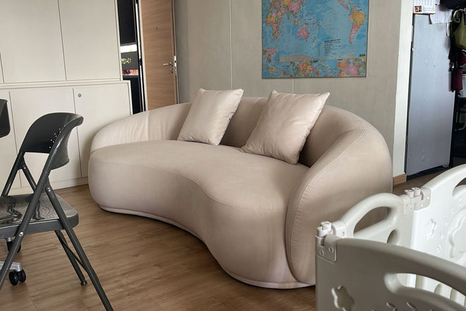 Cashew 215cm Beige Fabric Sofa Fatimah | Dec 25