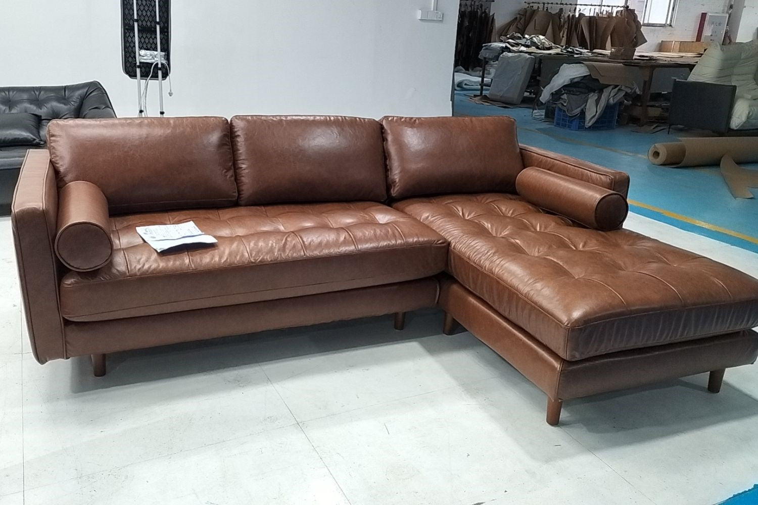 Castle 240cm Dark Brown Vegan Leather Sectional Sofa | Jun 24