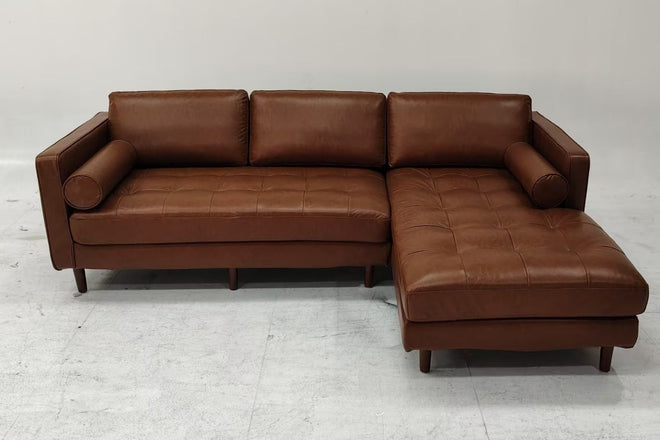 Castle 240cm dark brown faux leather sectional sofa Phay Keng Huat | Jan 25