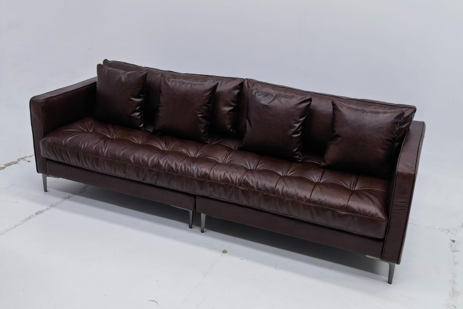 Castle 240cm Dark Brown Full Leather Sofa Natalie | Jan 24