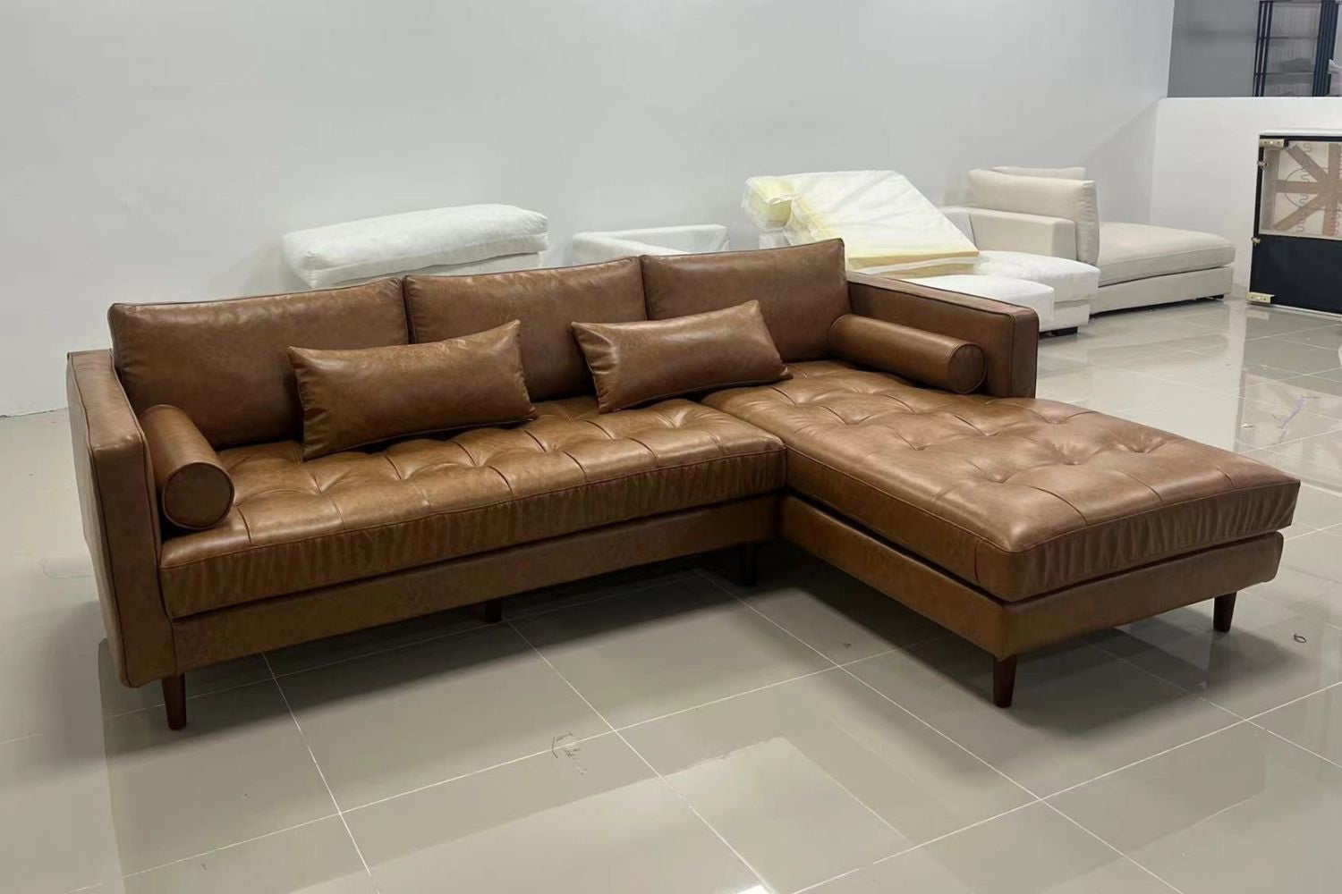 Castle 260cm brown vegan leather sectional sofa Wen Seng | May 24