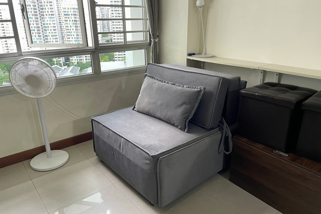 Chunk 100cm Grey Fabric Armless Sofa Bed Ben | Dec 25
