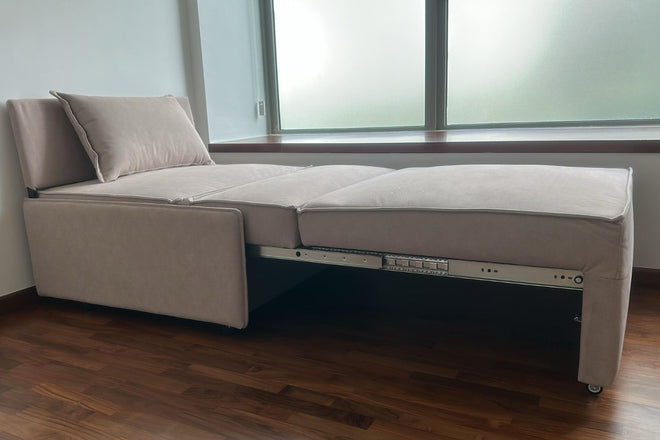 Chunk 100cm Light Brown Fabric Armless Sofa Bed Jacqueline | June26 