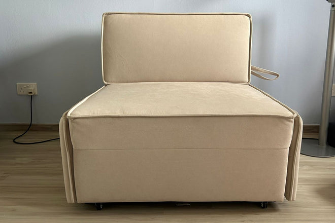 Chunk 95cm Beige Fabric Armless Sofa Bed Hui Khemmanath | Mar 26