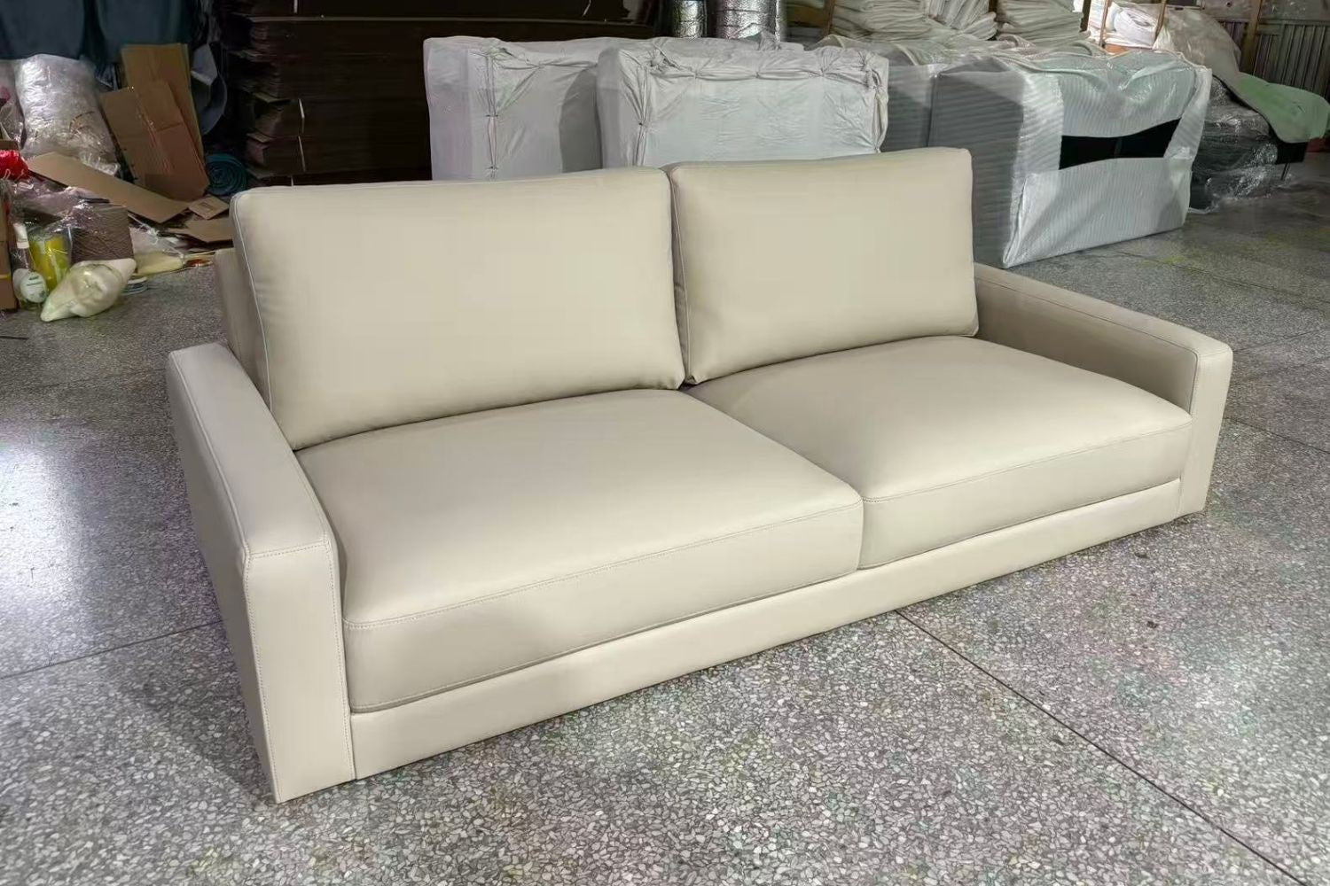 Coach 190cm Beige Faux Leather Sofa Sandra Lim | Sep 25