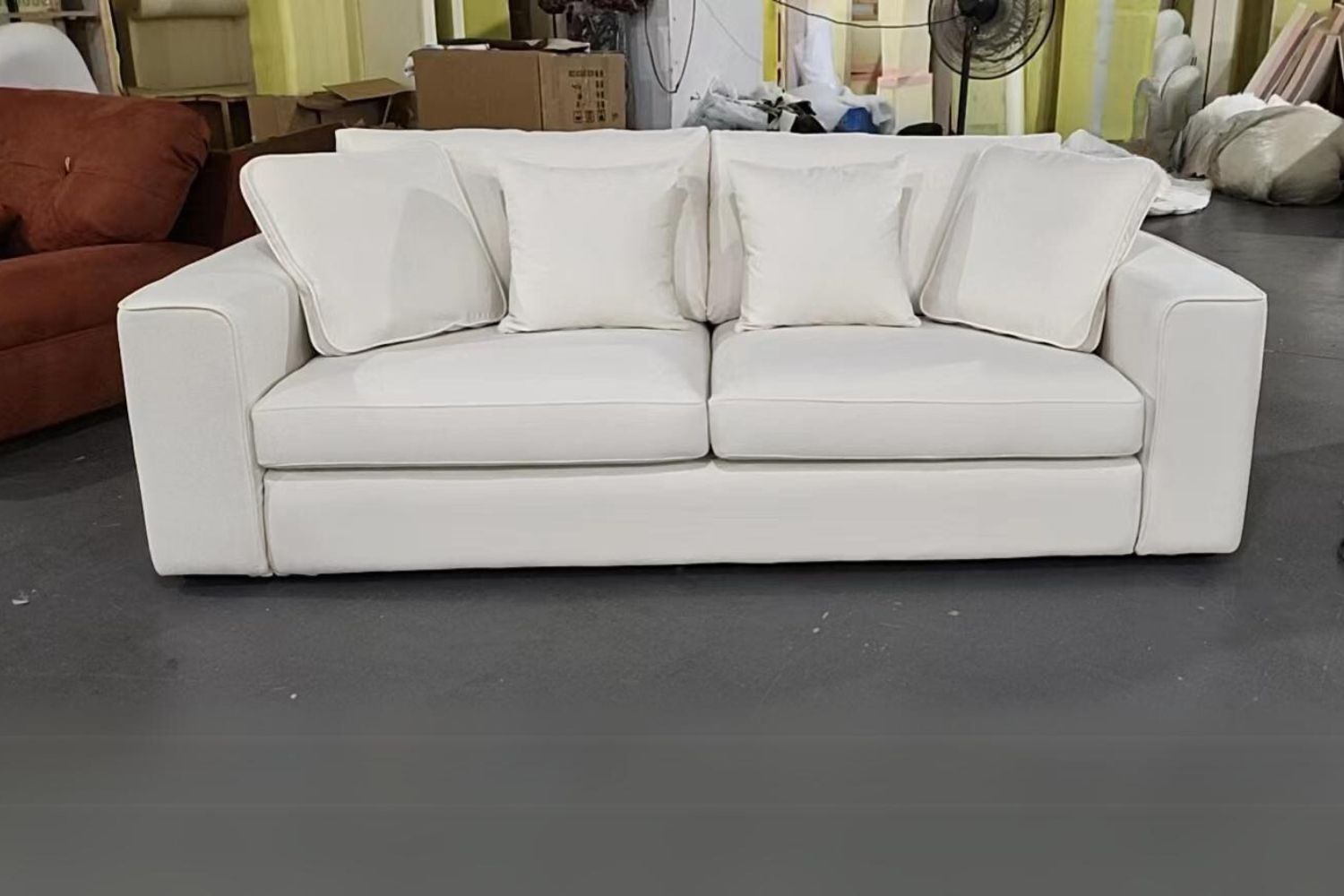 Coastal 200cm White Fabric Sofa | Demo