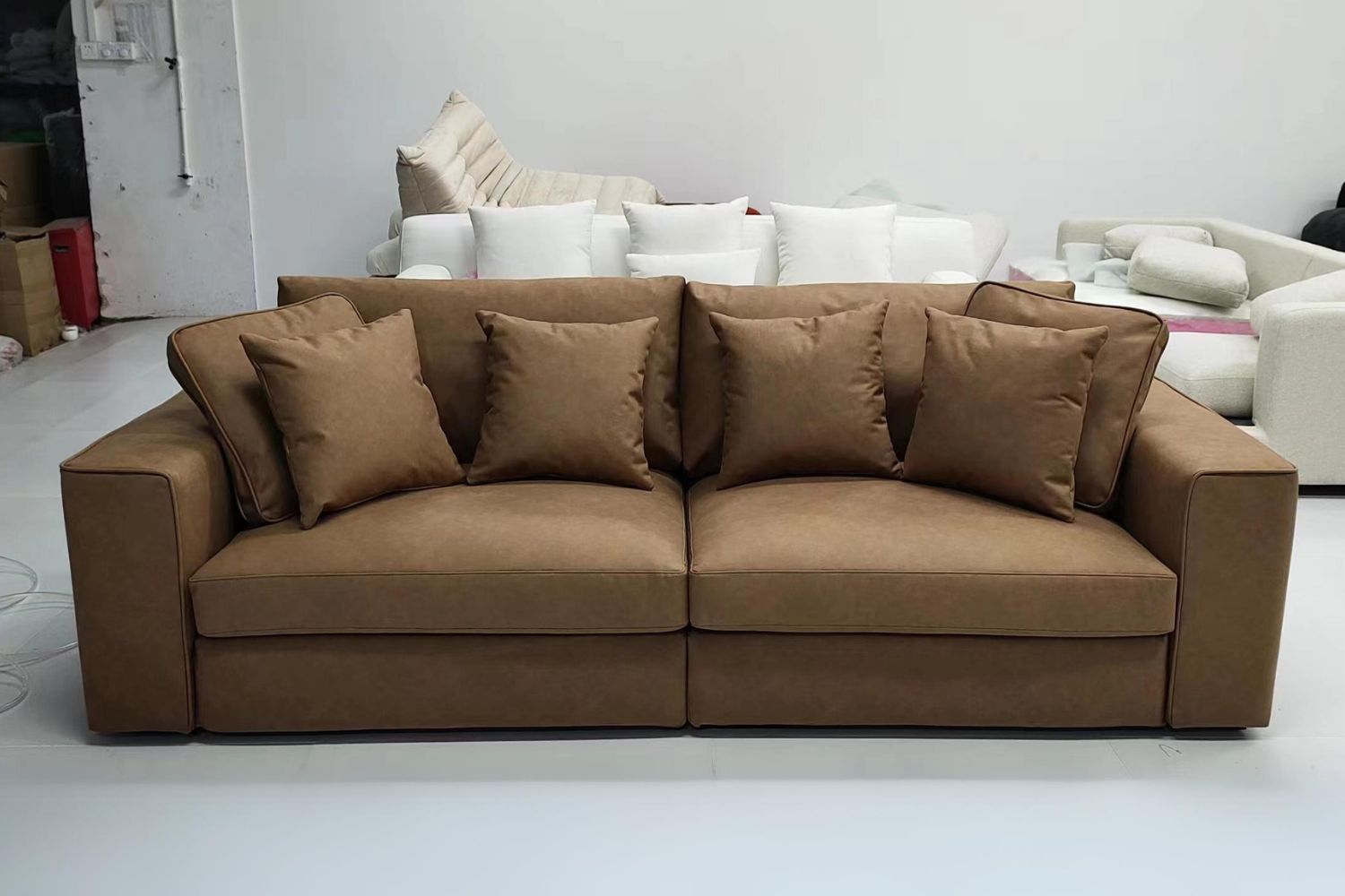 Coastal 220cm Brown Fabric Sofa | Demo