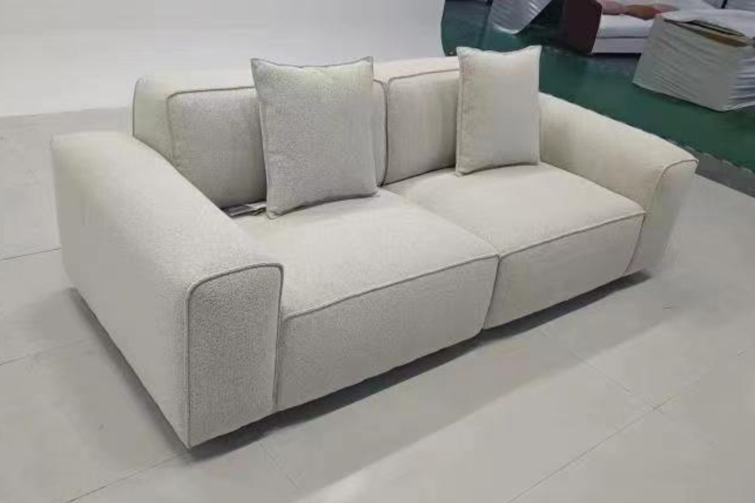 Colby 230cm white fabric sofa | Demo