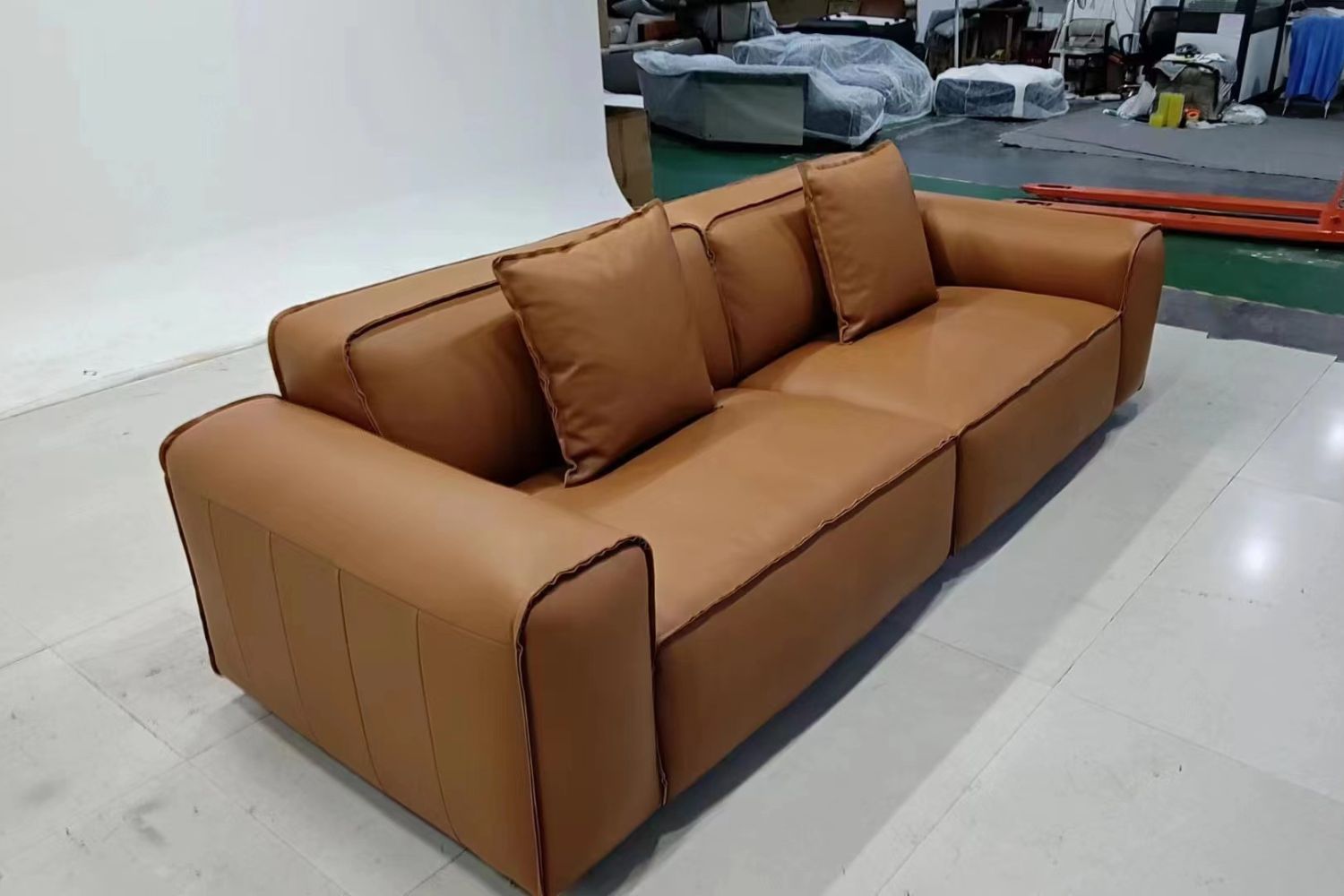 Colby 230cm Brown Leather Sofa | Demo