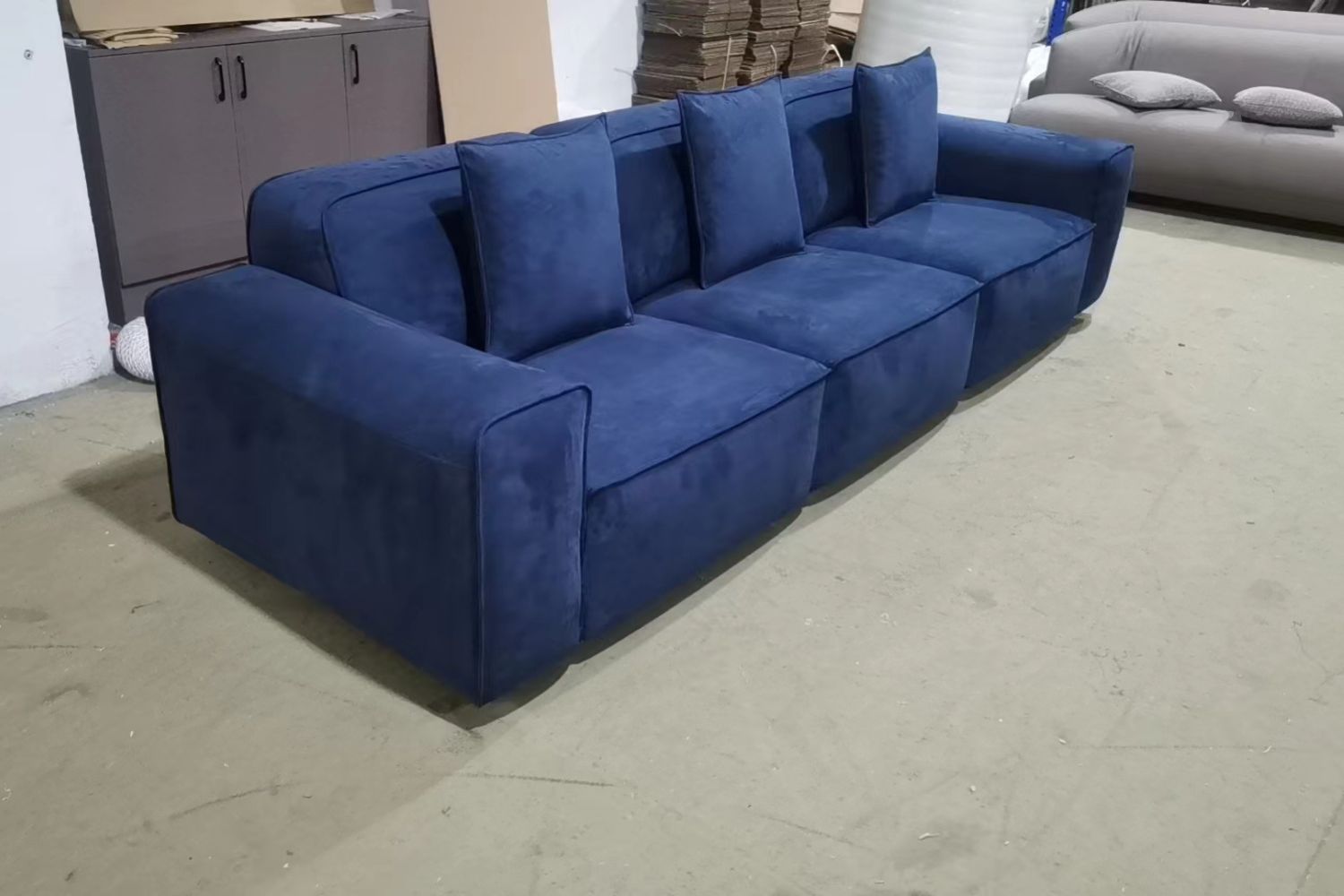 Colby 311cm Blue Fabric Sofa | Demo