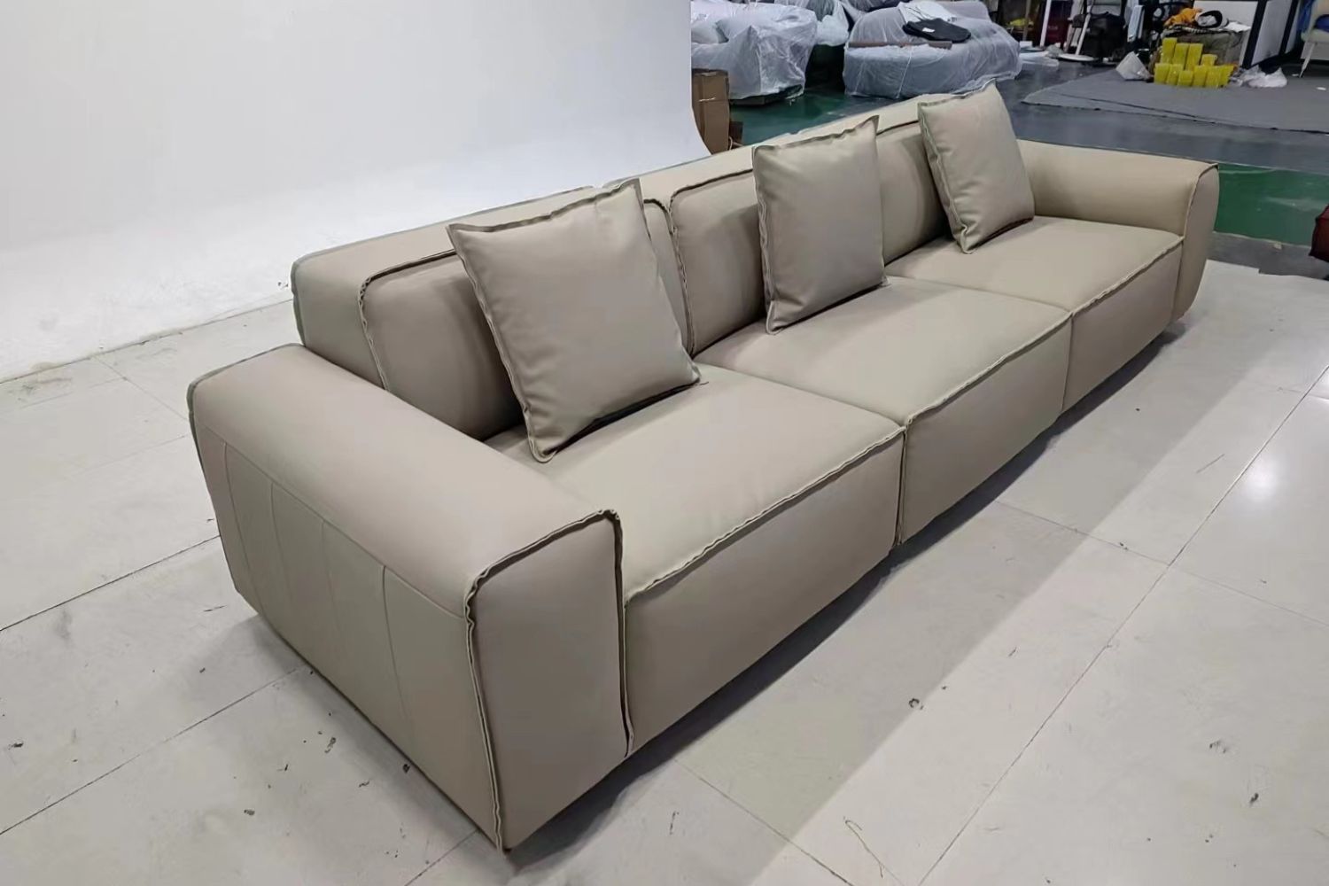 Colby 311cm White (customized) Leather Sofa | Demo
