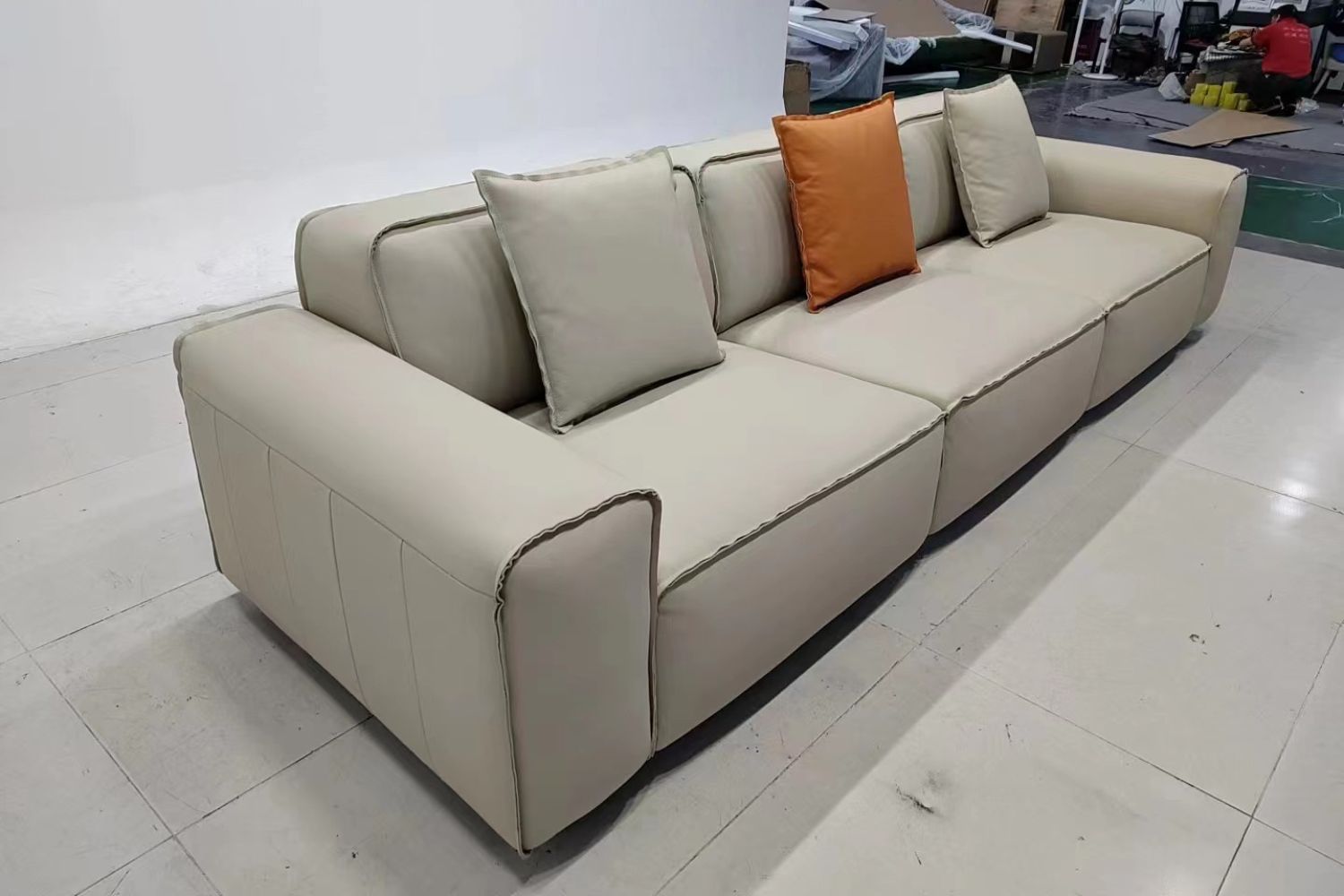 Colby 311cm White Leather Sofa | Demo