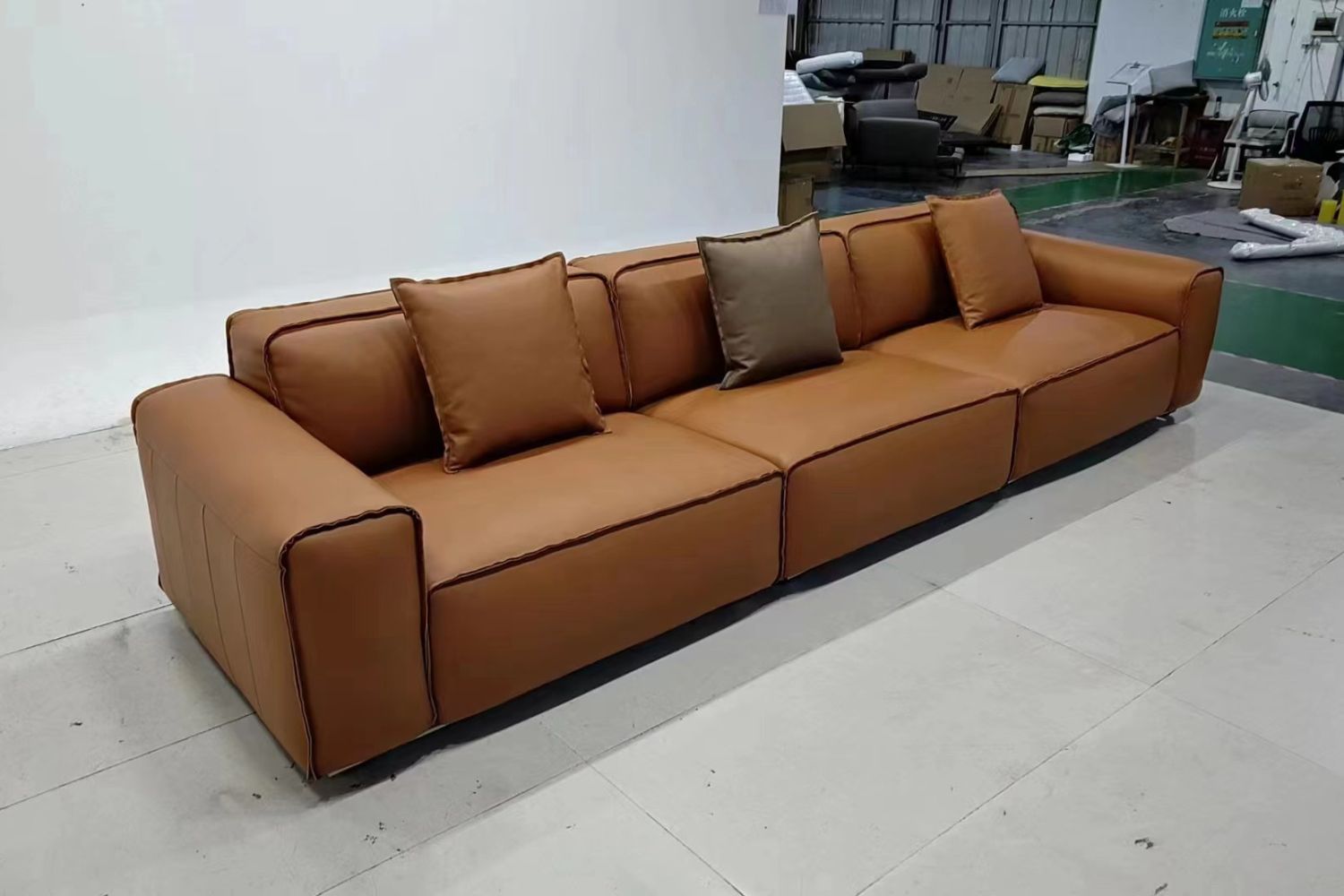 Colby 330cm Brown Leather Sofa | Demo