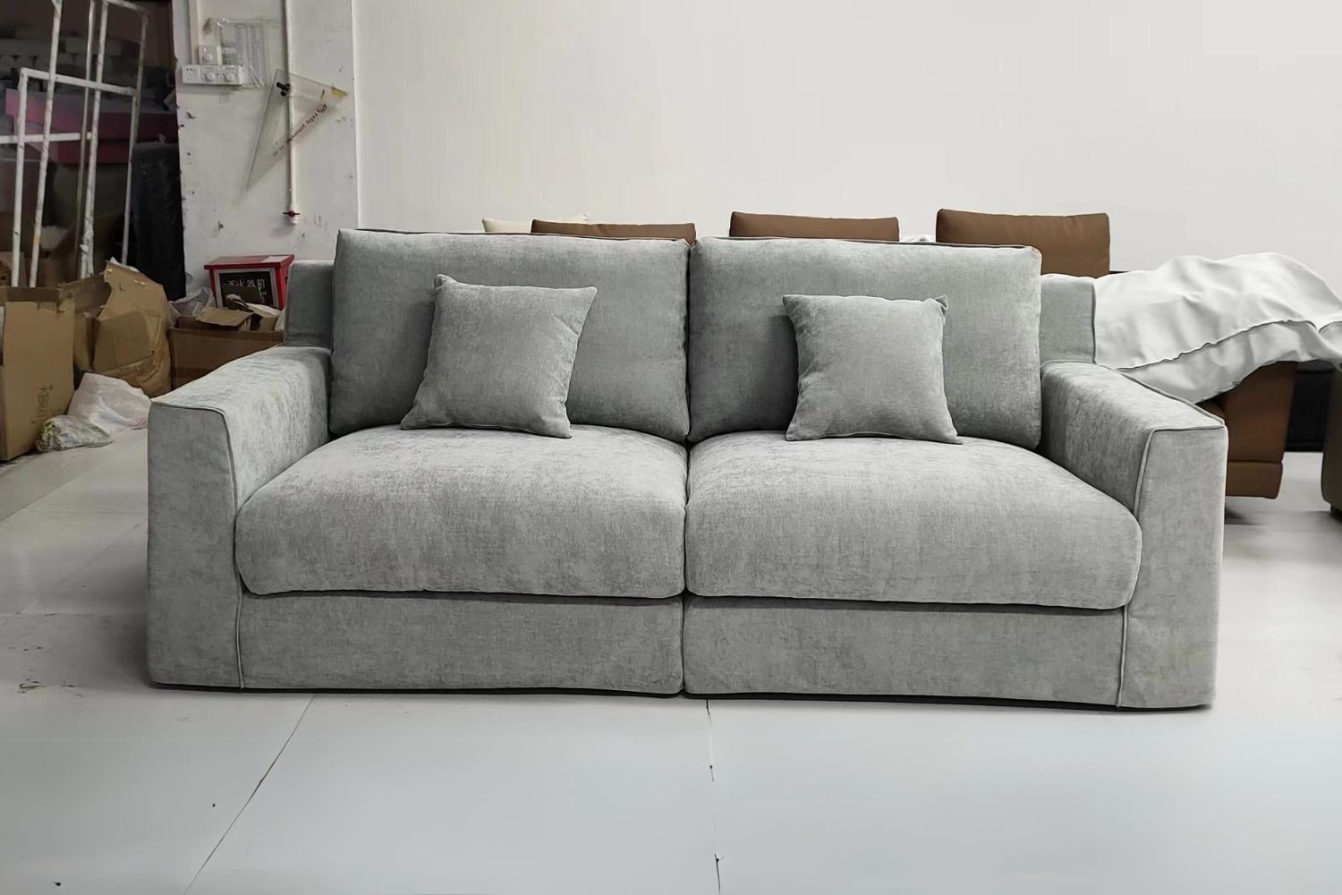Comfort 220cm Grey Fabric Sofa | Demo