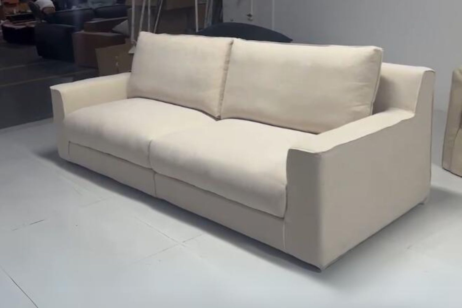 Comfort 250cm White Fabric Sofa | Demo