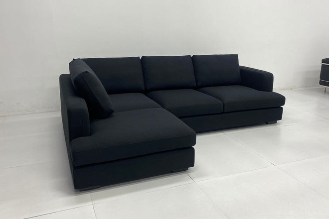 Crescent 260cm Black Fabric Sectional Sofa Eiin | Jun 25