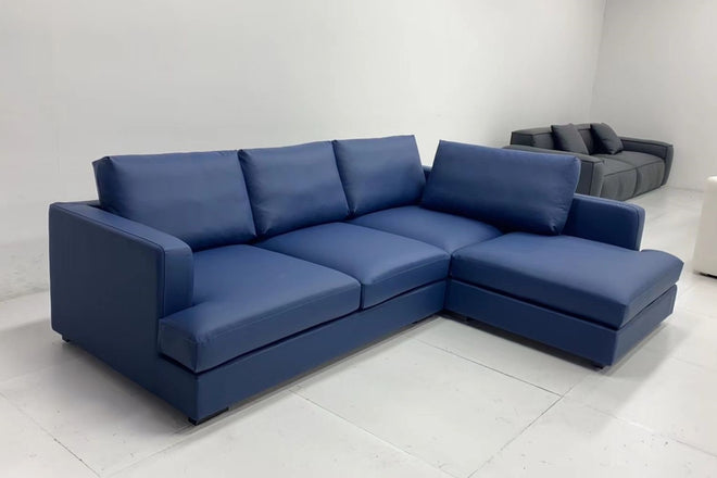 Crescent 260cm Dark Blue (Dias-34) Faux Leather Sectional Sofa Wileeza | Jan 25