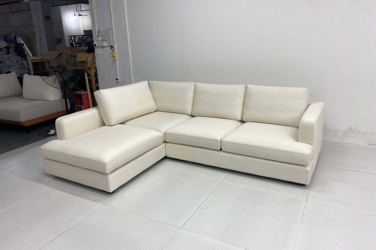 Crescent 260cm White (Furla 01) Pet Friendly Fabric Sectional Sofa Reenie Ho | Jul 25