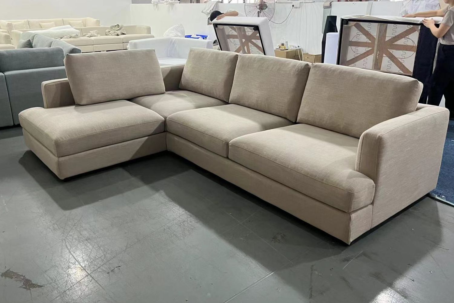 Crescent 280cm Beige (Toby-46) Fabric Sectional Sofa Maria | May 24
