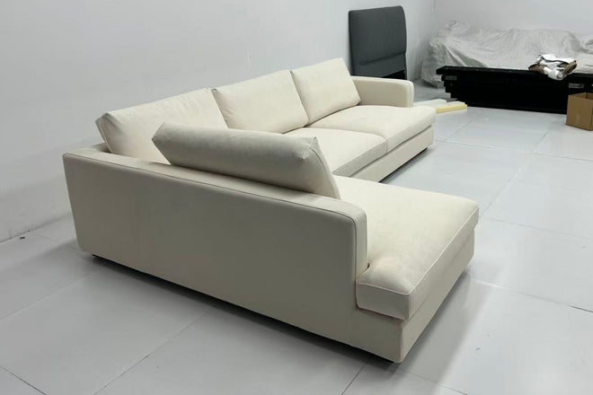 Crescent 300cm White Fabric Sectional Sofa Seri Amirah | Mar 26