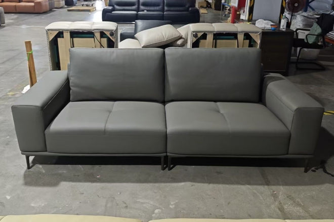 Calm 240cm Grey Half Leather Sofa Sim | Jul 25