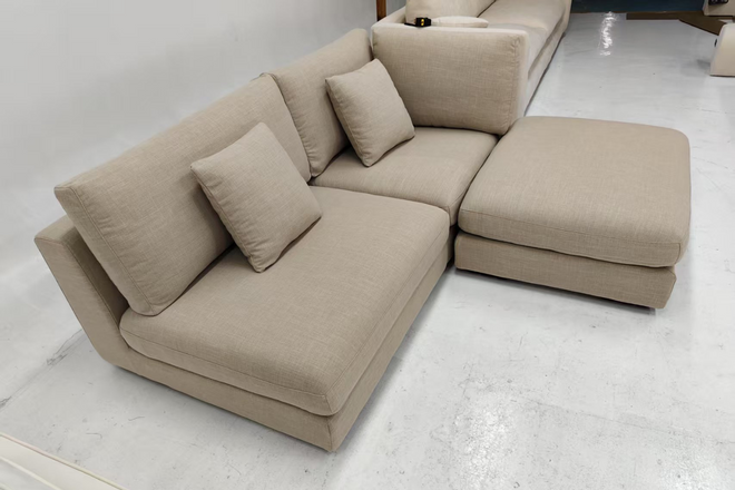 Claudia 200cm Beige Fabric One Arm Sofa Miakka | Jun 25