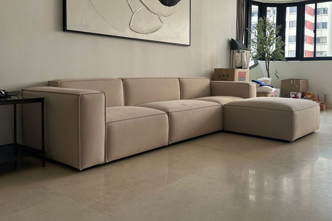 Cubix 300cm beige fabric sofa + ottoman Jason Chan | Apr 26