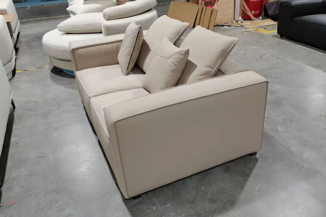 Carson 180cm Beige (Remy 527) Half Leather Sofa Wing Ki | Feb 24