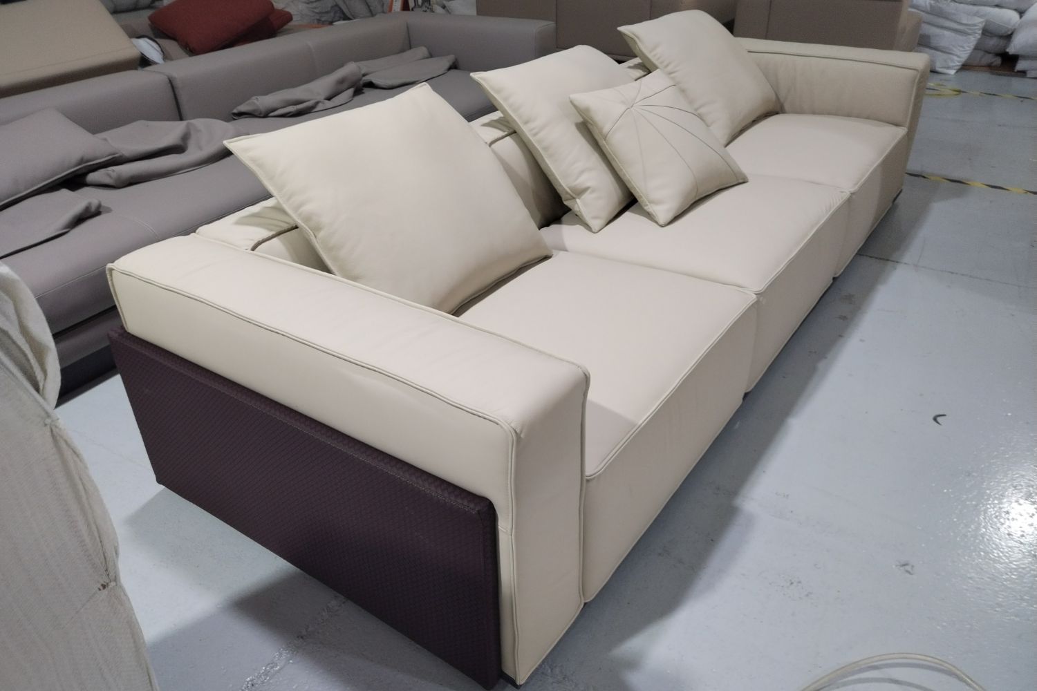 Carson 222cm & 311cm White Half Leather Sofa Set | Demo