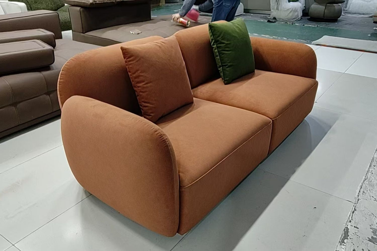Charmy 192cm Orange Fabric Sofa Nadia Tan | Dec 25