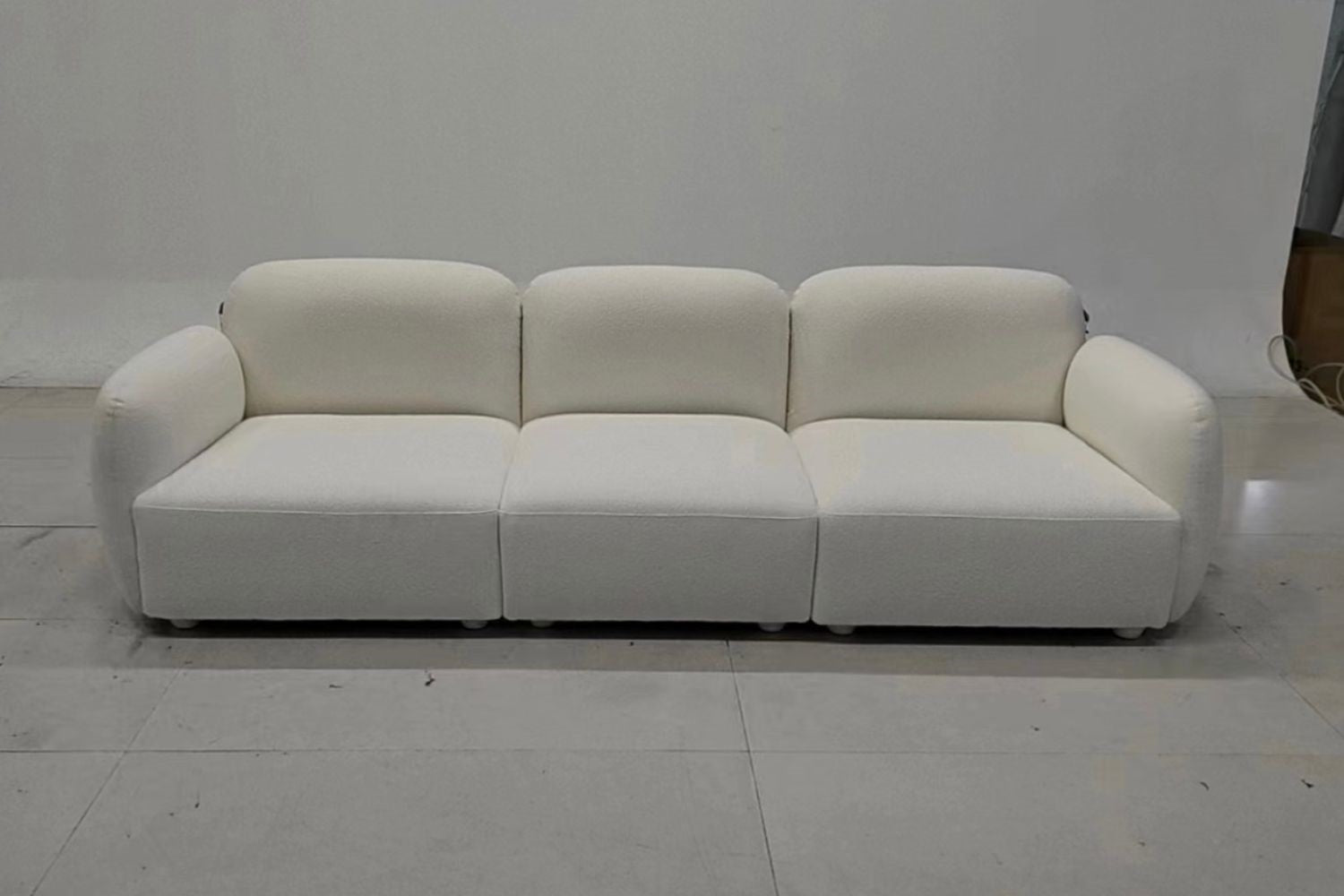 Charmy 280cm White Fabric Sofa | Demo