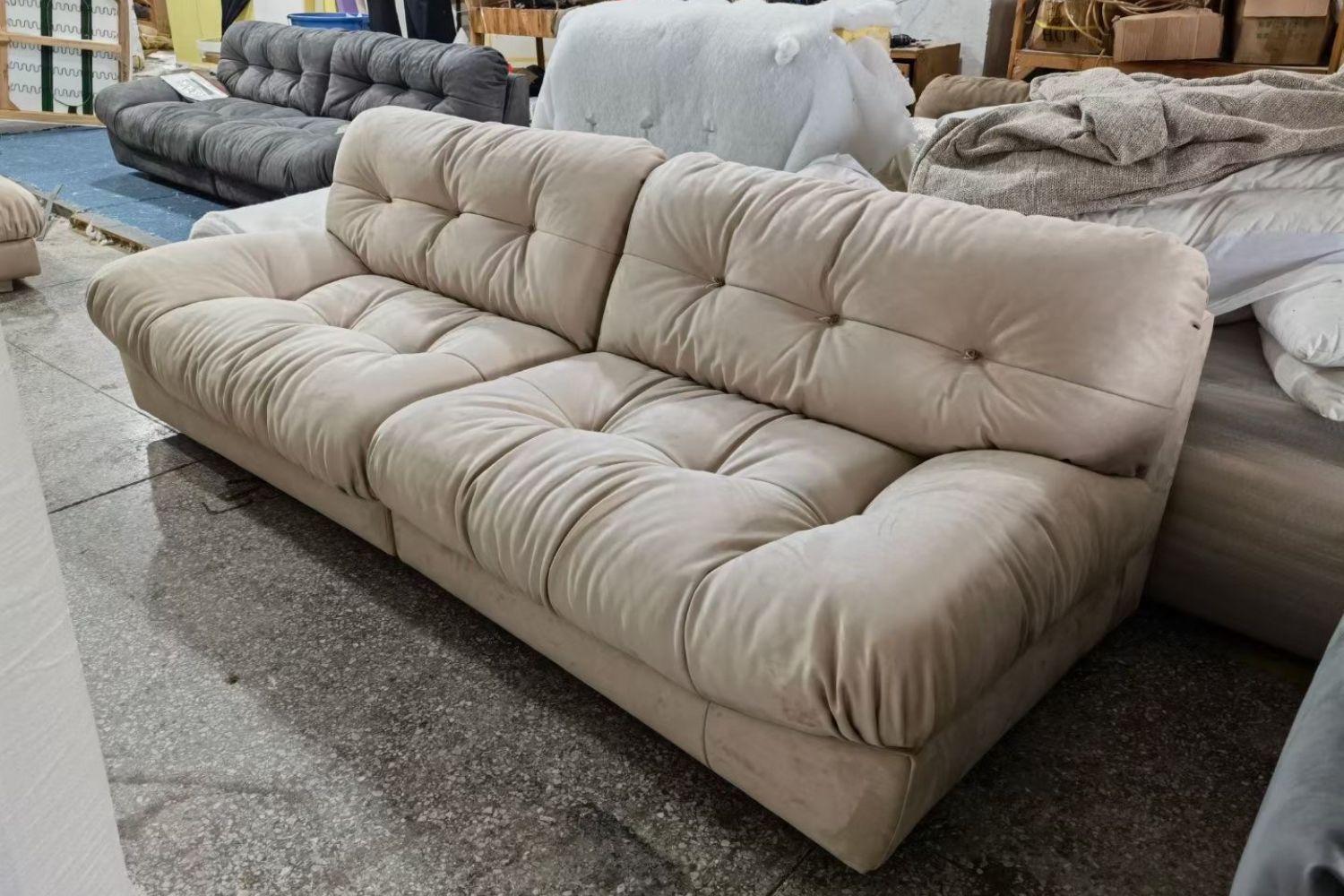 Clora 280cm Beige Fabric Sofa | Demo