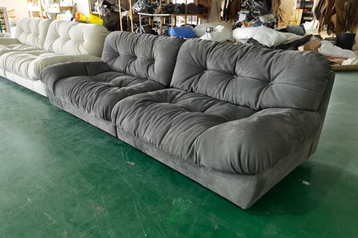 Clora 240cm black fabric sofa | demo